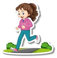 Free Vector | Cartoon character sticker with a girl jogging on white  background
